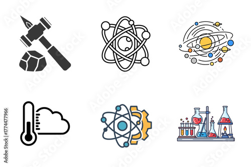 Science Icons Set: Vector Illustrations for Research, Education & Technology