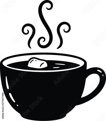 Hot cocoa silhouette vector with marshmallow