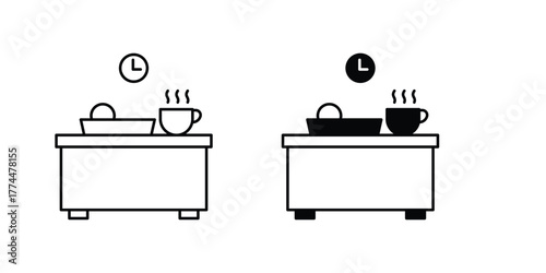Break Time set icon with white background vector stock illustration