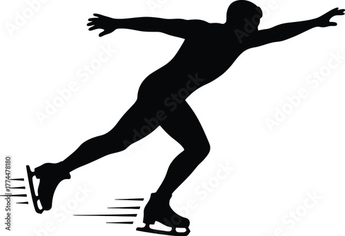 Person silhouette vector ice skating mid glide