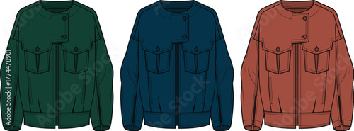Stylish Jacket Designs Explore Three Vibrant Color Options for Modern Fashion Trends