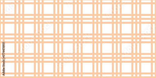 Soft peach plaid pattern with clean white background. Seamless checkered gingham pattern background. Seamless tartan background. Elegant woven pattern background. 