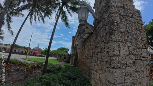 Side view of entrance of Alhambra , historic gate in Coral Gables 