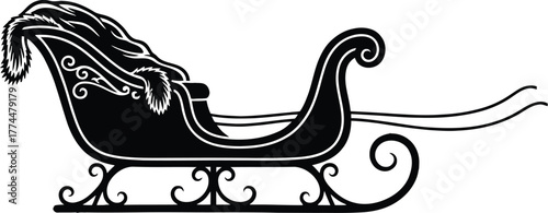 Sleigh silhouette vector being pulled