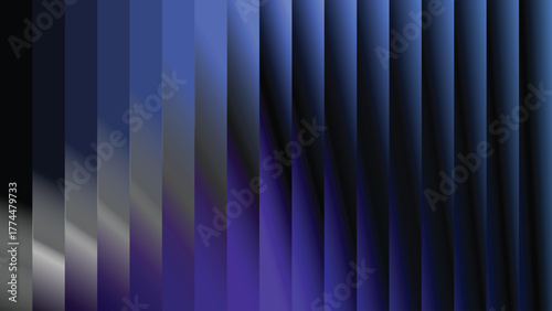 A modern abstract background with 3D vertical panels in cool blue, silver, and glowing purple tones.