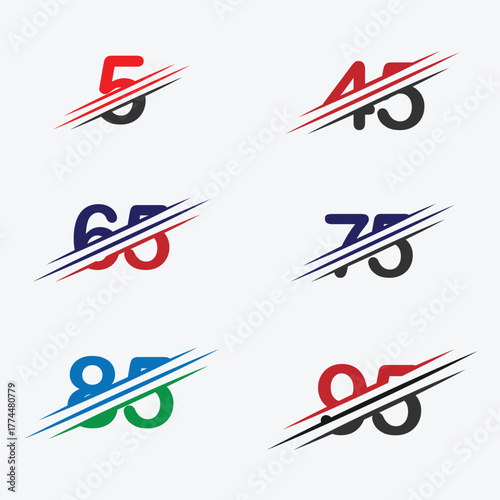 5 .45,65.75,95 logo design vector , creative and modern minimal design 5 .45,65.75,95  , simple and digital letter 5 .45,65.75,95 