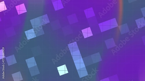 Abstract purple background with colorful squares, ideal for web design, social media, print materials, and artistic projects. Suitable for vibrant designs.