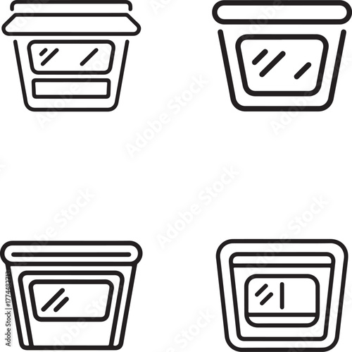 Collection of drive thru window outline icons in silhouette style
