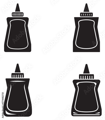 Collection of ketchup packets in a stylized silhouette design