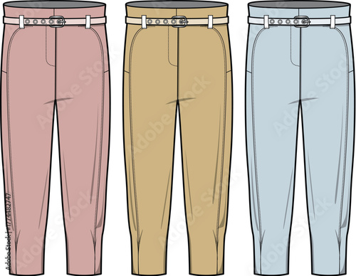 pants fashion design, pink, beige, blue clip art preview