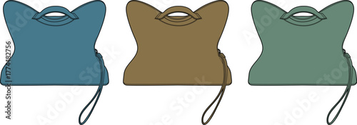 A versatile set of minimalist vector icons showing portable hydration pack reservoirs for outdoor sports and adventure, isolated on a white background