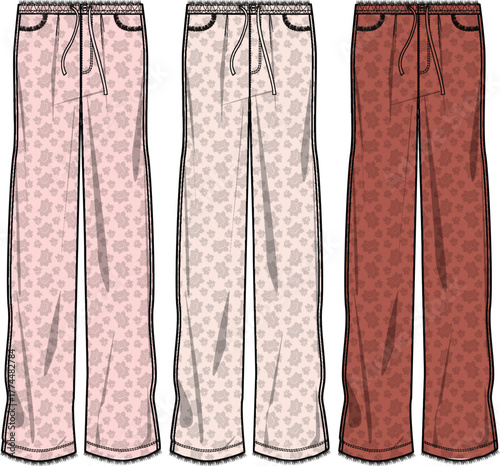 Three Pairs of Cozy Heart-Patterned Lounge Pants in Various Shades