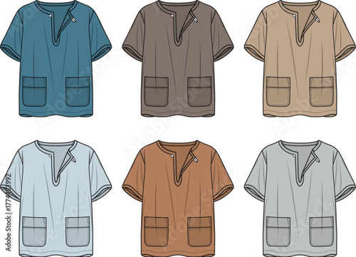 Men's Henley Shirt Assortment Stylish Casual Wear with Front Pockets