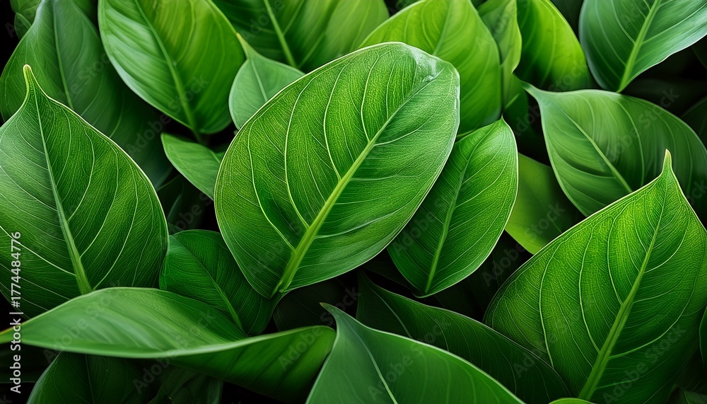 Fototapeta premium Fresh Green Leaves With A Glossy Texture And Vibrant Colors