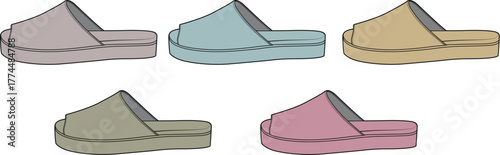 Slippers in Various Colors A Collection of Comfortable and Stylish Footwear for Relaxation and Home Use