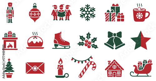 Festive Christmas Icons Set: Holiday Season Celebration Graphics