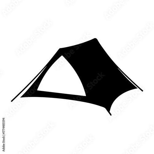 Silhouette of a classic camping tent used for outdoor recreational activities