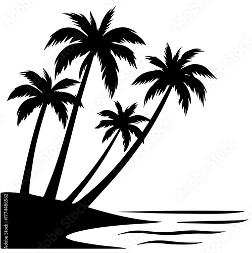 Tropical Palm Island Shore vector