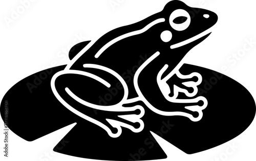 frog sitting on lily pad silhouette vector illustration