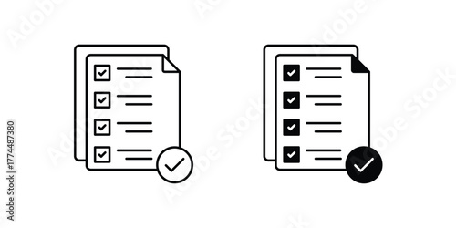 Task Completed set icon with white background vector stock illustration