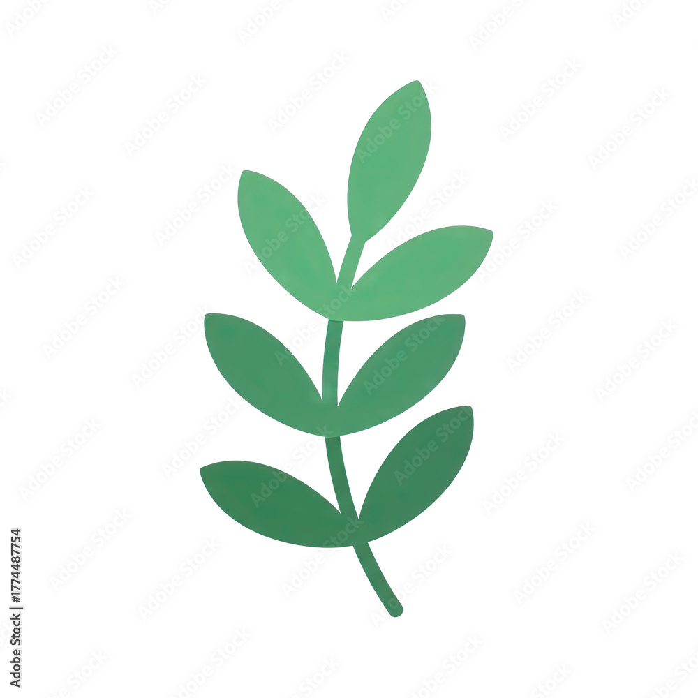 Fototapeta premium A Delicate Green Leafy Branch with Gradient Tones Against a Transparent Background