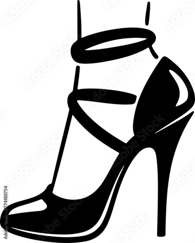 sketch doodle pole dance heel shoe silhouette vector illustration