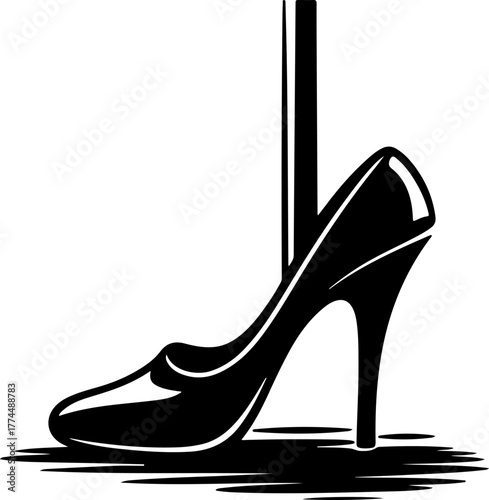 sketch doodle pole dance heel shoe silhouette vector illustration