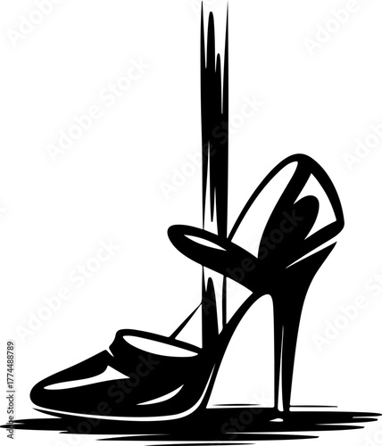 sketch doodle pole dance heel shoe silhouette vector illustration
