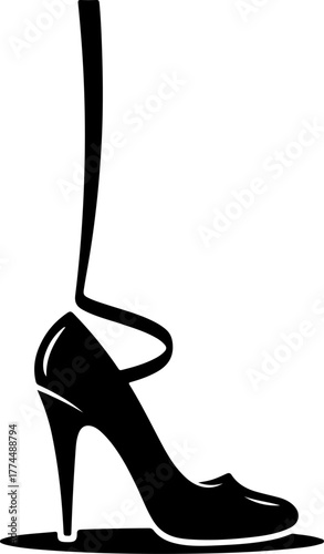 sketch doodle pole dance heel shoe silhouette vector illustration