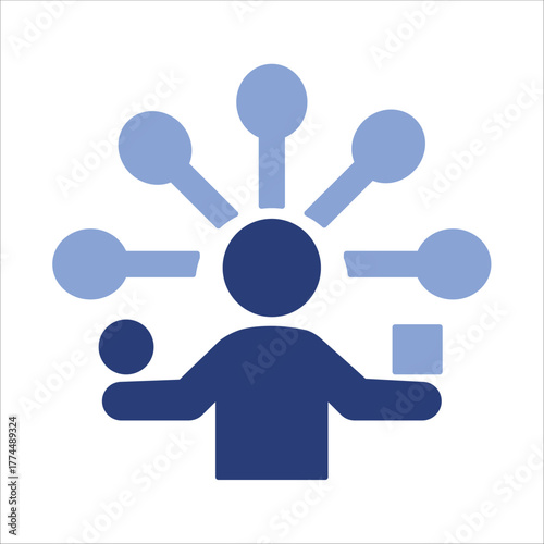 multi tasking icons. simple colored vector