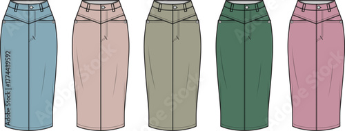 Fashionable long denim skirts in a variety of colors for women's casual wear and stylish outfits