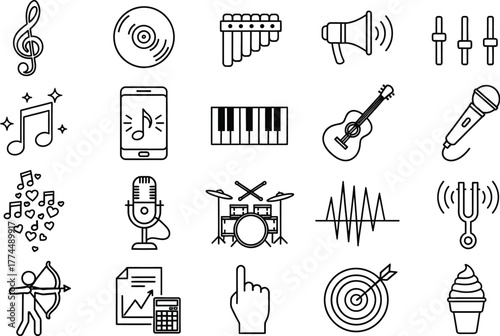 Music instruments and audio equipment vector icon illustration