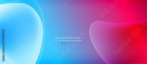 Abstract fluid shapes blend vibrant blues, purples, pinks. Modern design creates dynamic visual experience. Smooth gradients offer depth.