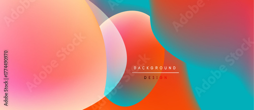 Abstract vibrant gradients blend. Overlapping circles create dynamic visual effect. Text reads background design. Modern, colorful composition.