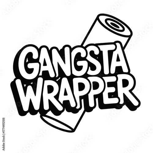 Gangsta Wrapper unique design with wrapping paper illustration graphic art.