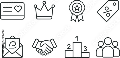 Minimalist icons for business and loyalty programs in modern design