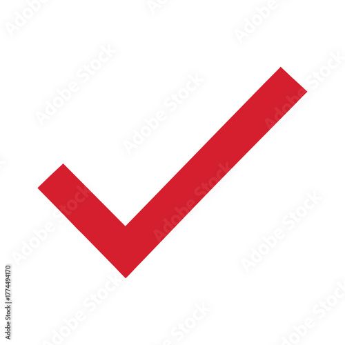 red check mark, isolated tick symbols on white background.