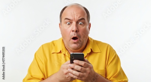Shocked Funny Man Looking at Phone A Surprised Expression