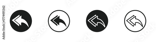 Reply vector icon set. Publish arrow vector designs. Answer icon