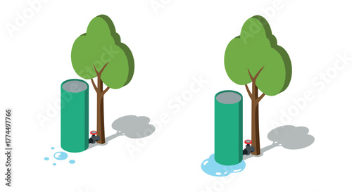 Isometric comparison of tree drip irrigation effectiveness with and without w…
