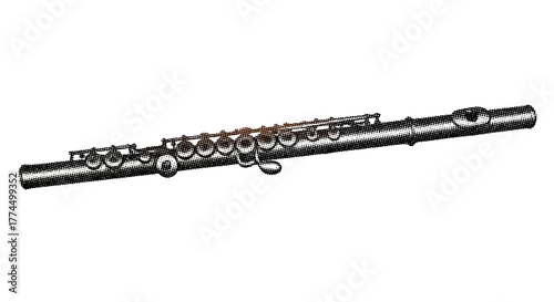 Flute Musical Instrument Isolated on White Background.