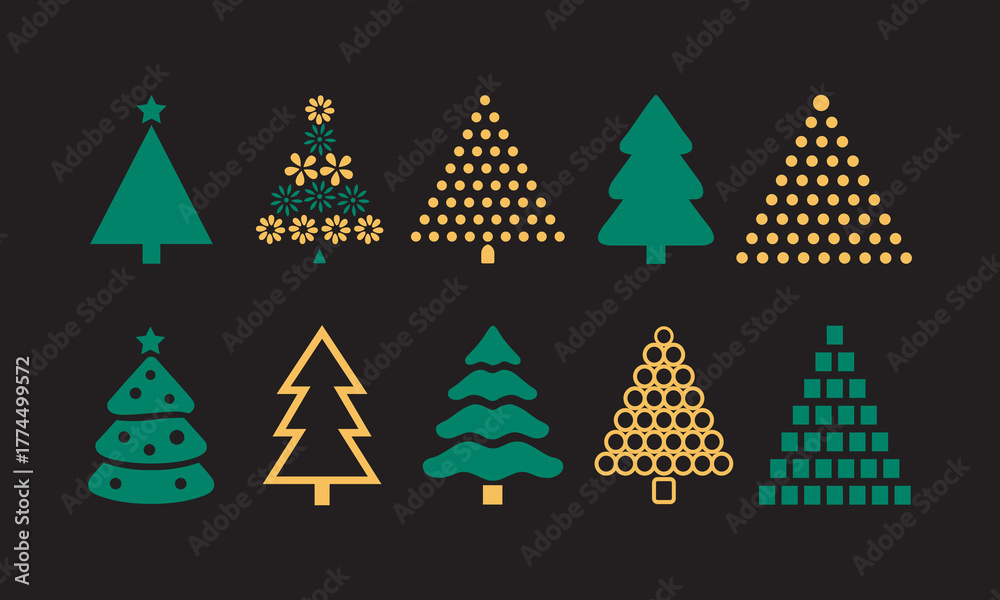 Obraz premium Collection of Stylized Christmas Trees for Holiday Celebrations