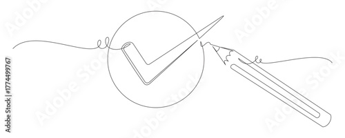 pencil with checklist icon vector line art style.eps