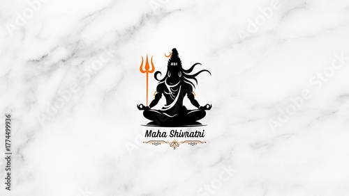 Black and Orange Illustrative Maha Shivratri Desktop Wallpaper 
