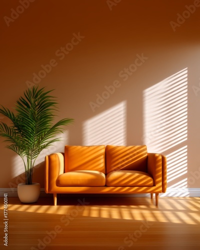 warm light, cinematic cozy feel, Cozy Evening Atmosphere in Living Room with Golden Warm Light and Cinematic Shadows