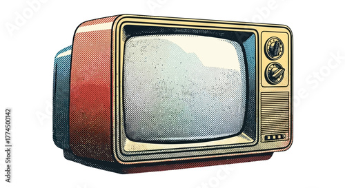 Vintage Television Set with Analog Controls and Screen.