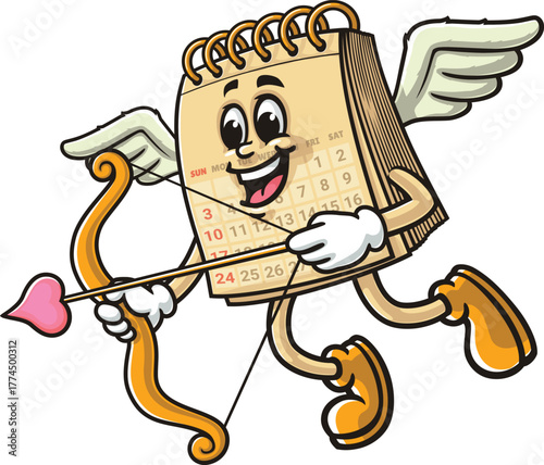 calendar cupid cartoon with bow and arrow clip art preview