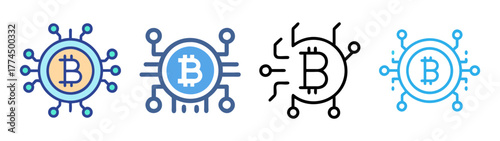 Bitcoin cryptocurrency icons digital network connections financial technology abstract art