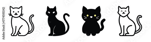 Four adorable cartoon cats ready for playful adventures