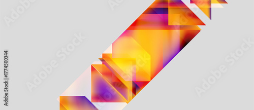 Abstract geometric composition. Vibrant colors blend, creating dynamic shapes. Light, shadow interplay defines form, texture. Modern design.